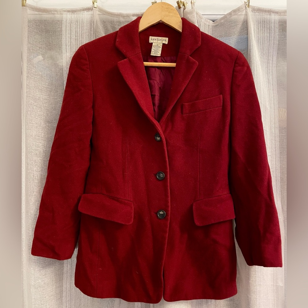 Vintage Ann Taylor Red Women's Wool/Cashmere Jacket Blazer